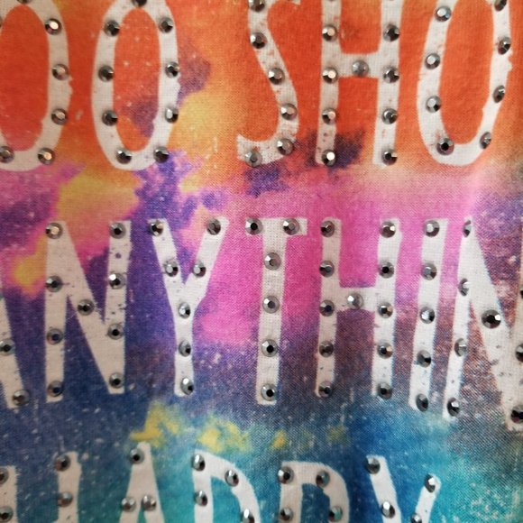 Life is to short to be anything but happy studded heart long sleeve scoop neck - Picture 4 of 7